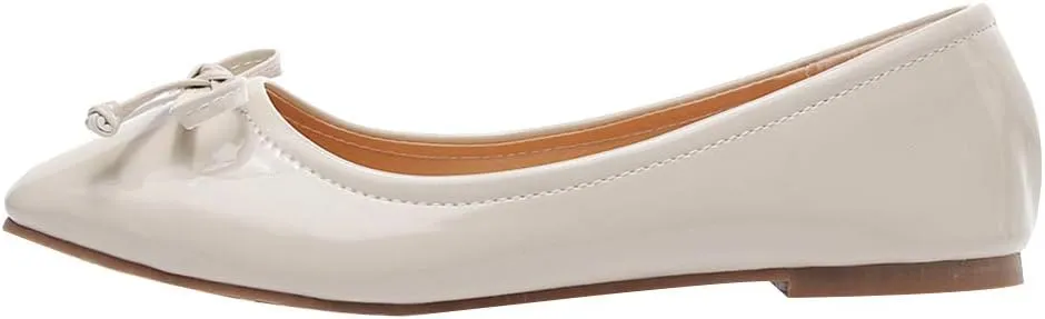 ANUFER Women Lovely Bow Tie Ballerinas Comfy Square Toe Ballet Flats Slippers Pumps Dolly Shoes