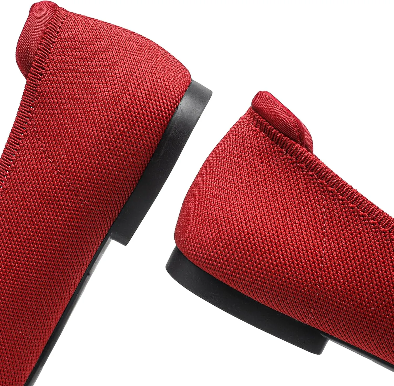 Ballet Flats for Women, Square Toe Mary Jane Shoes Comfortable Dressy Flats Adjustable Straps Washable Knit Casual Office Shoes with Arch Support Latex Insole