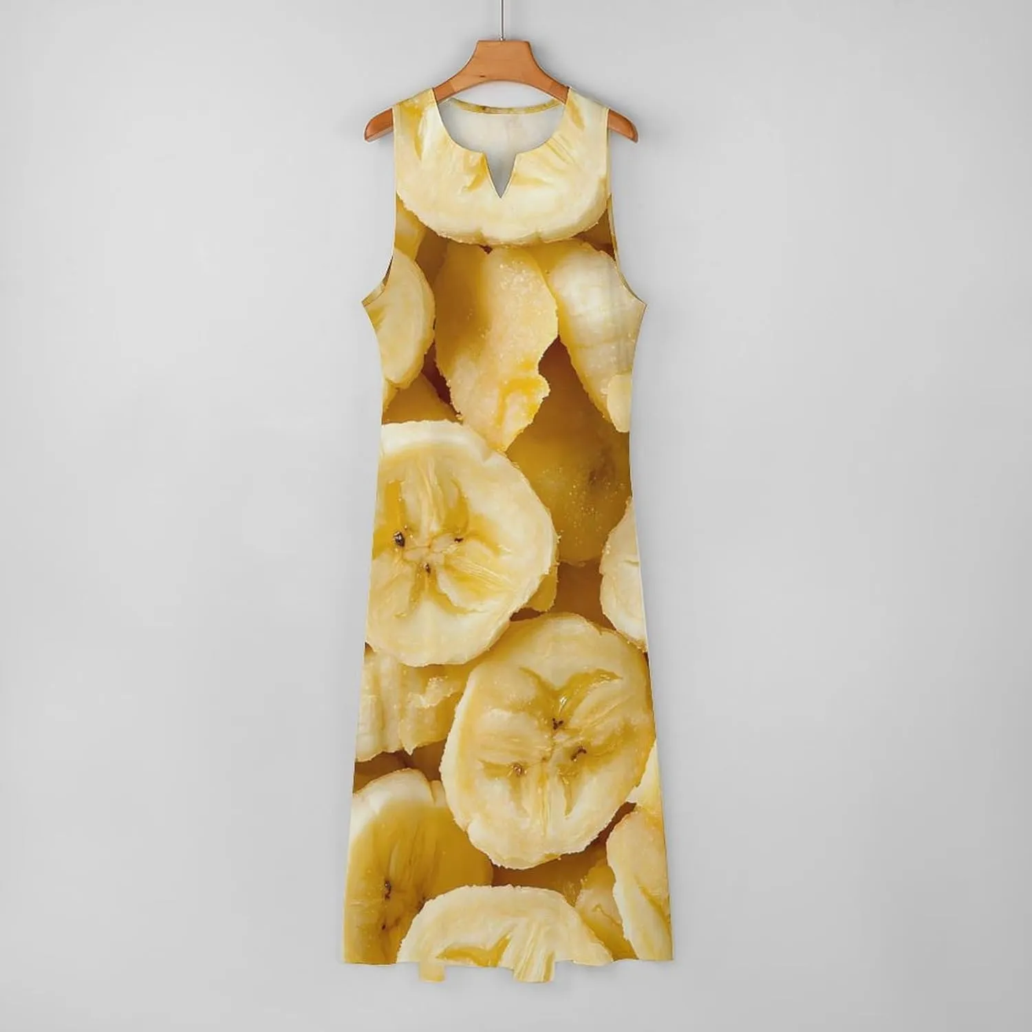 Banana Chips Women's Casual Dresses Formal Sleeveless Maxi Dress Summer Beach Long Sundress with Pockets