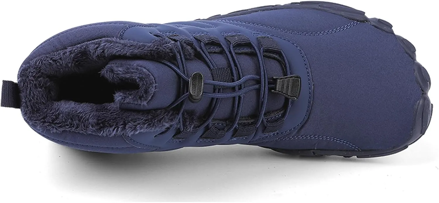 Barefoot Shoes Men's Womens Wide Toe Box Winter Trail Runner Minimalist Zero Drop Sole Cotton Boots Fur Lined Hiking Walking Shoes