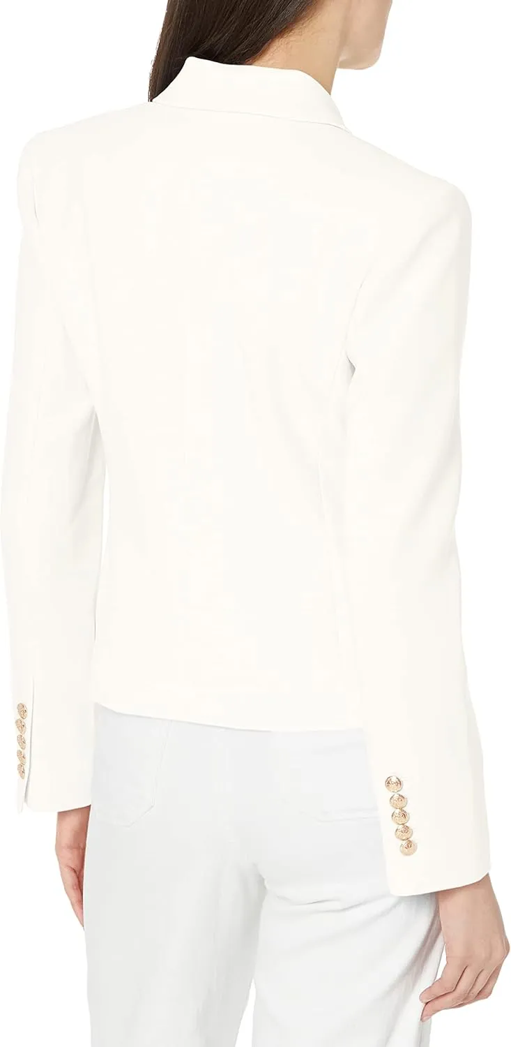 BCBGMAXAZRIA Women's Fitted Double Breasted Blazer Long Sleeve Button V Neck Peak Lapel Functional Pocket Jacket