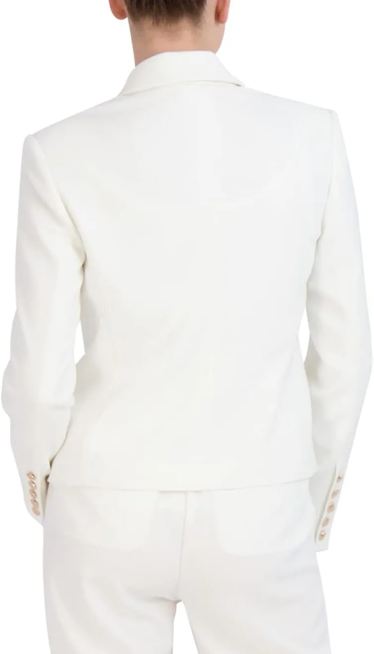 BCBGMAXAZRIA Women's Fitted Double Breasted Blazer Long Sleeve Button V Neck Peak Lapel Functional Pocket Jacket