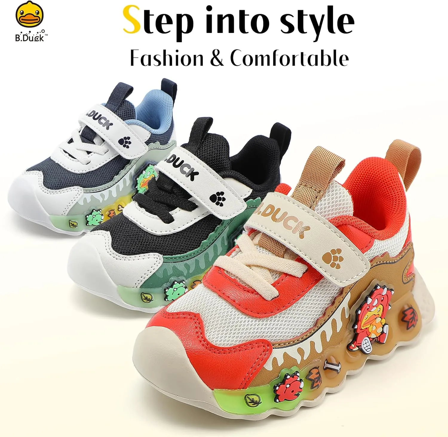 B.Duck Toddler Shoes for Girl and Boy Kids Shoes Toddler Sneakers Girls Shoes [Cute Cartoon Duck] Toddler Running Shoes Toddler Sneakers for Toddler/Little Kid Shoes Size 6-12