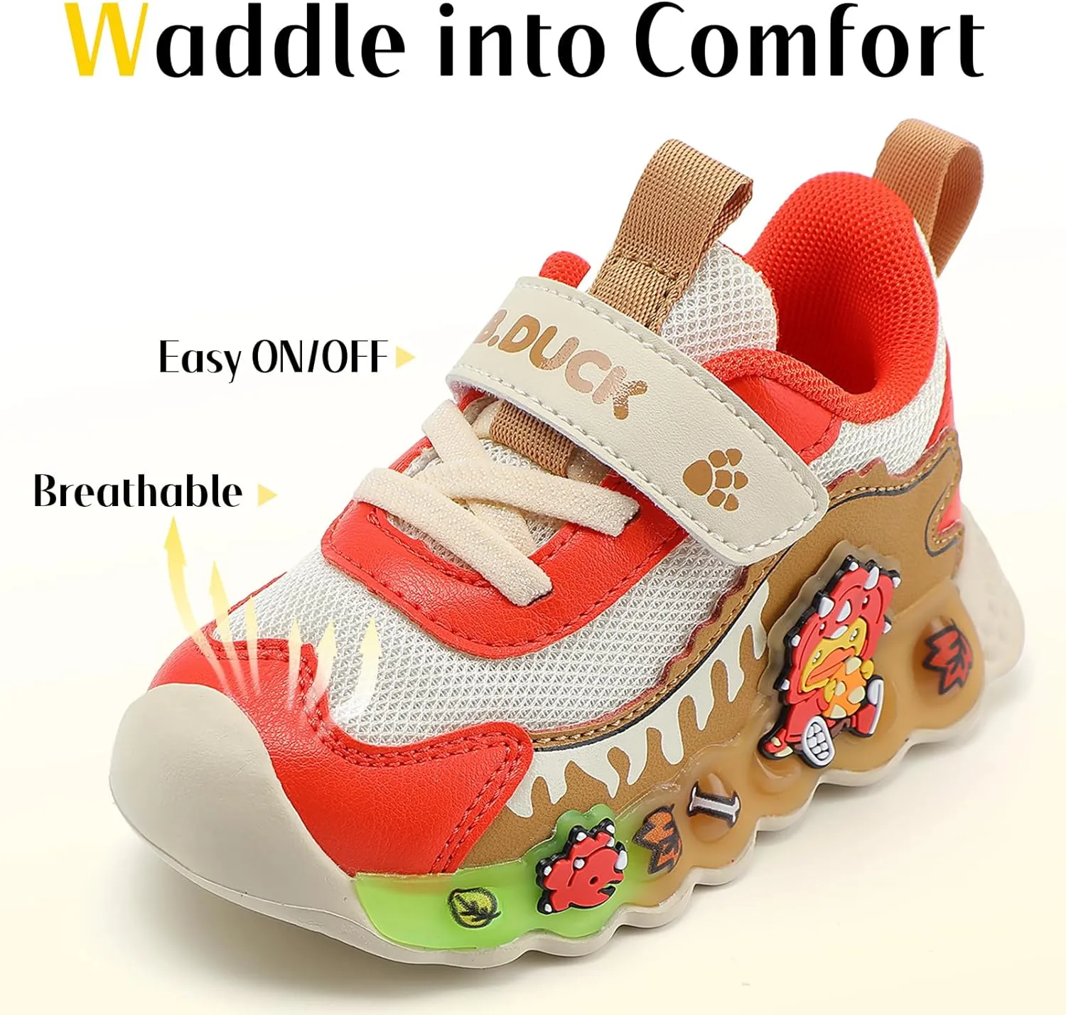 B.Duck Toddler Shoes for Girl and Boy Kids Shoes Toddler Sneakers Girls Shoes [Cute Cartoon Duck] Toddler Running Shoes Toddler Sneakers for Toddler/Little Kid Shoes Size 6-12