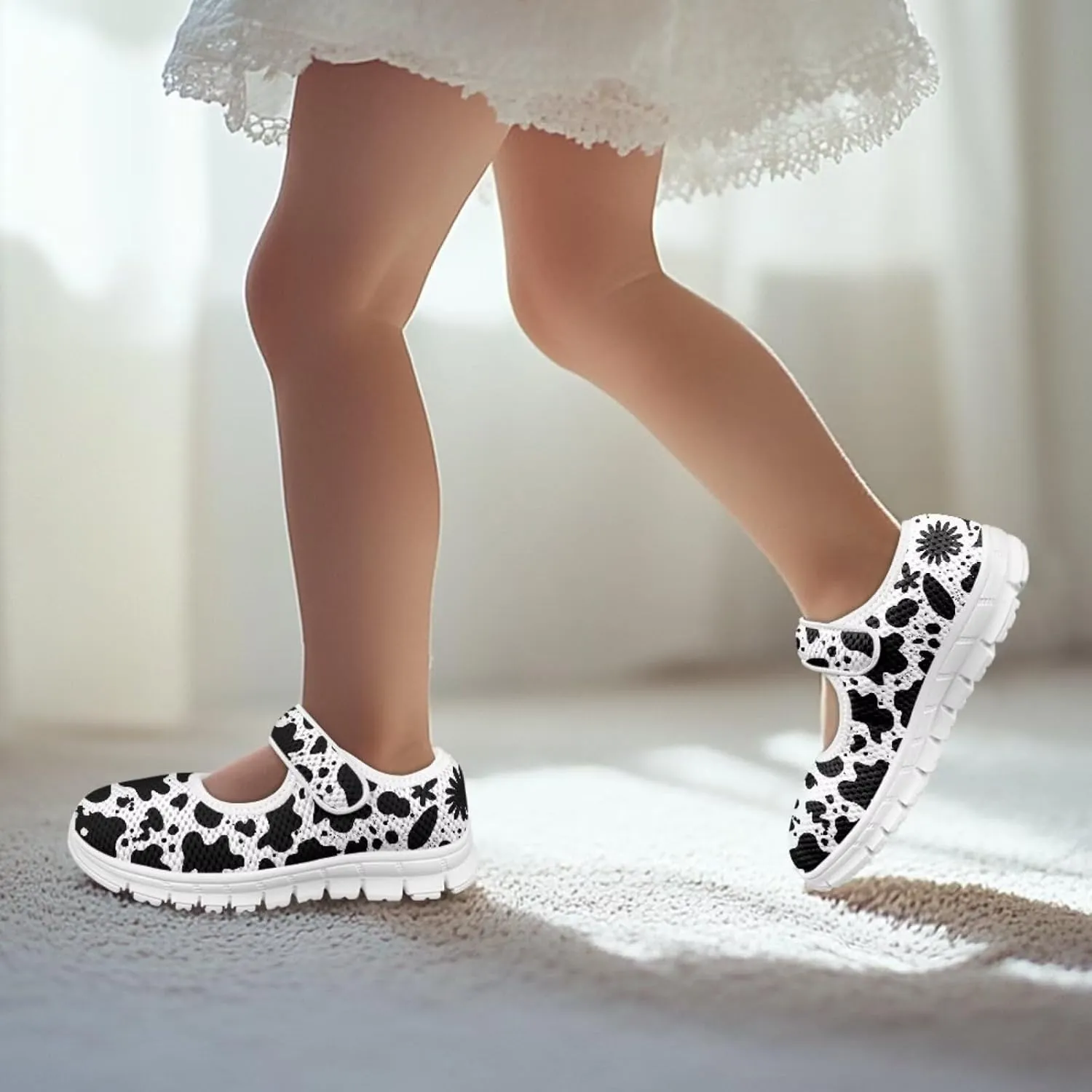 BIGCARJOB Mary Janes Sneakers for Girls Tennis Shoes School Uniform Shoes Kids Flats Walking Shoes