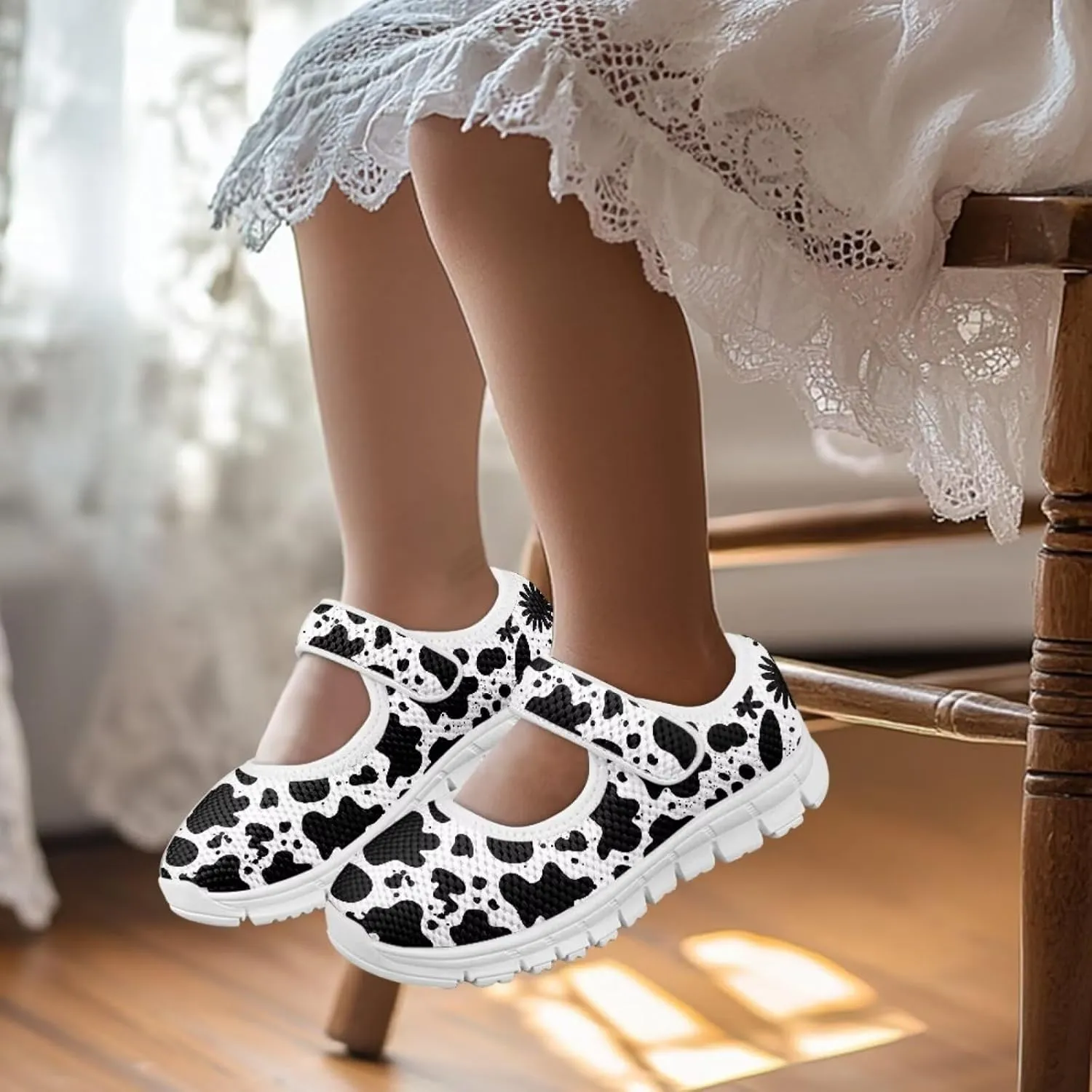 BIGCARJOB Mary Janes Sneakers for Girls Tennis Shoes School Uniform Shoes Kids Flats Walking Shoes