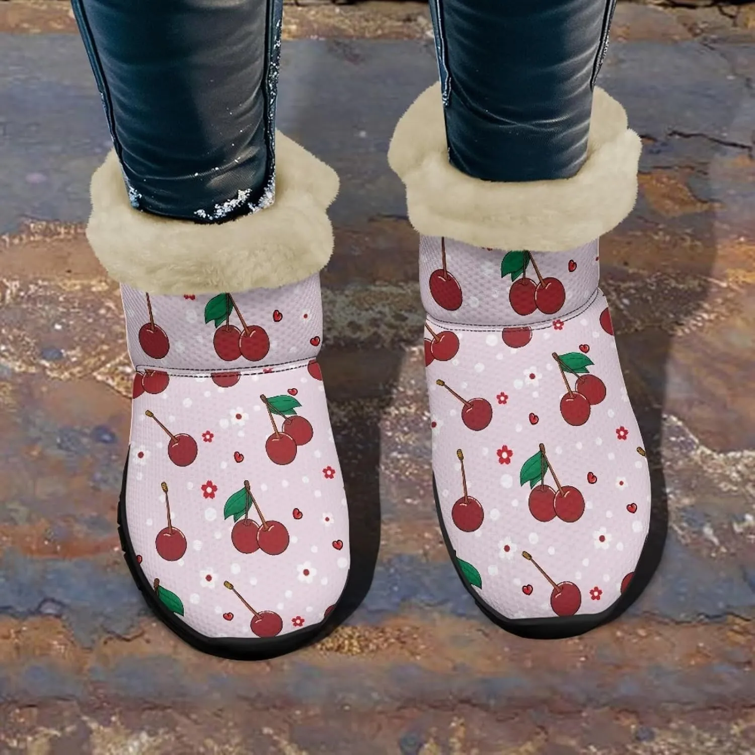 Binienty Winter Snow Boots for Women Comfy Ankle Booties Fur Flannel Lined Warm Walking Boots