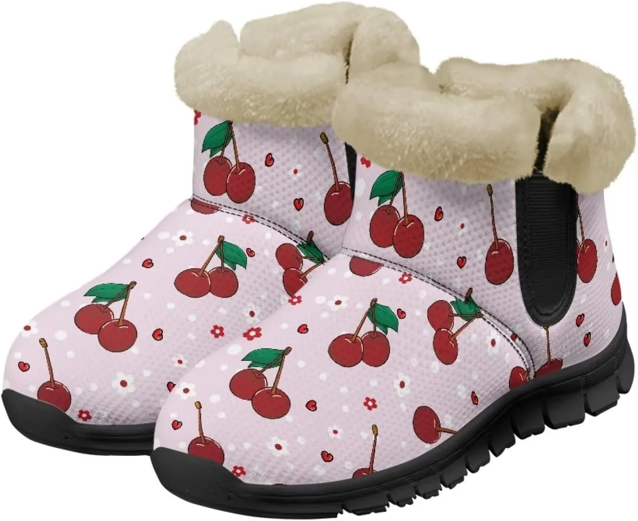 Binienty Winter Snow Boots for Women Comfy Ankle Booties Fur Flannel Lined Warm Walking Boots