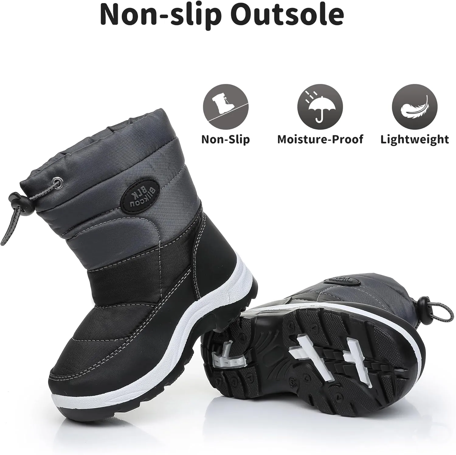 Blikcon Boys Girls Snow Boots Slip Resistant Waterproof Winter Boots (Toddler/Little Kid)
