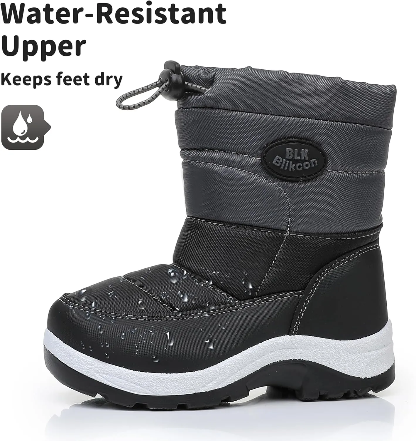 Blikcon Boys Girls Snow Boots Slip Resistant Waterproof Winter Boots (Toddler/Little Kid)
