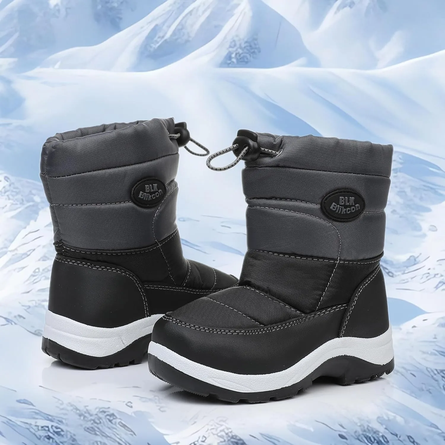 Blikcon Boys Girls Snow Boots Slip Resistant Waterproof Winter Boots (Toddler/Little Kid)