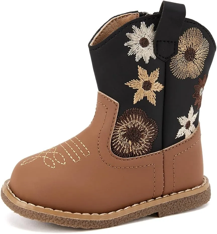 BMCiTYBM Baby Cowboy Cowgirl Boots Infant Western Shoes Boys Girls Round Toe Boots All Seasons 6-24 Months