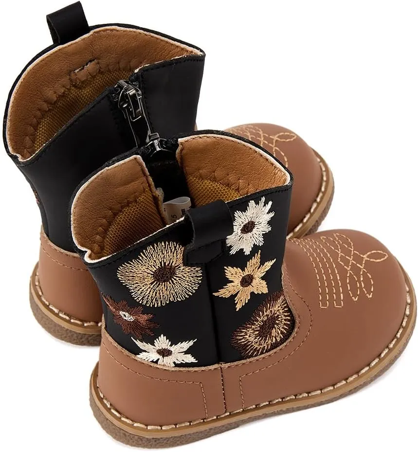 BMCiTYBM Baby Cowboy Cowgirl Boots Infant Western Shoes Boys Girls Round Toe Boots All Seasons 6-24 Months