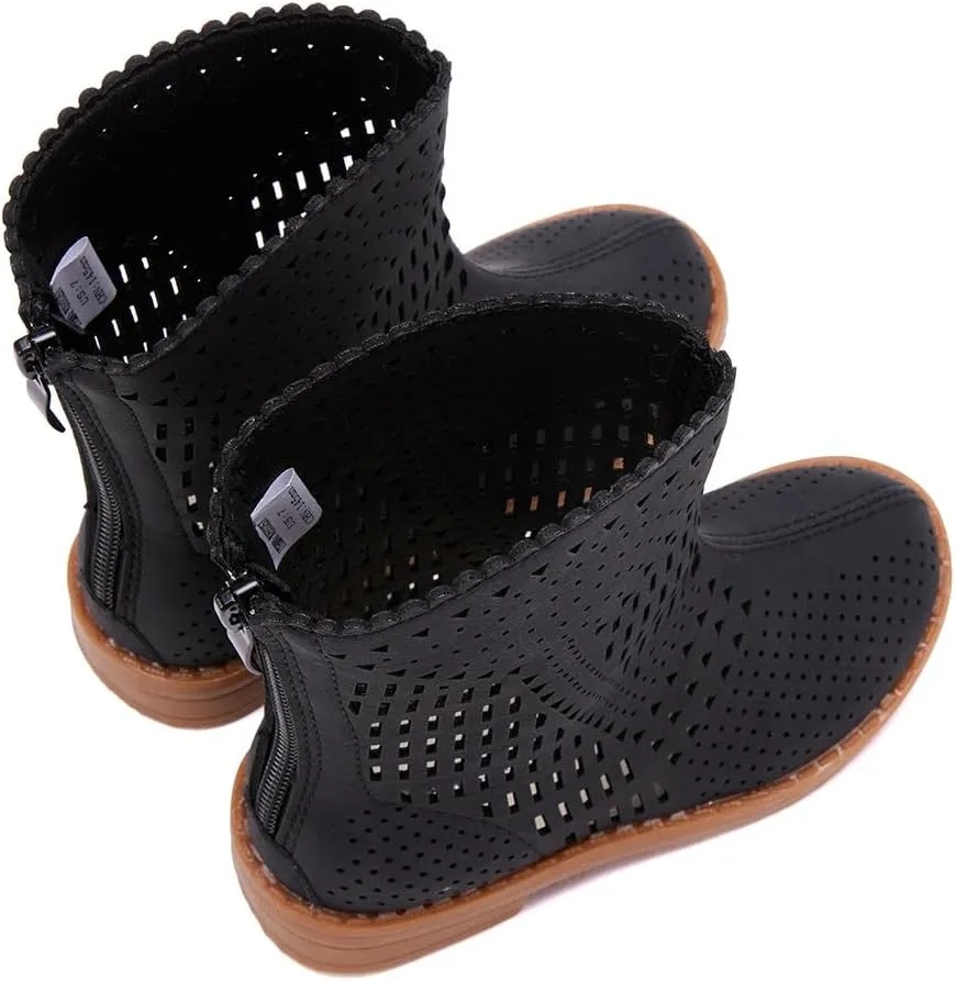 BMCiTYBM Girls Cowgirl Boots Unisex-Child Mid Calf Toddler Cowboy Boots Little Kids Western Boots Round Toe All Seasons Shoes