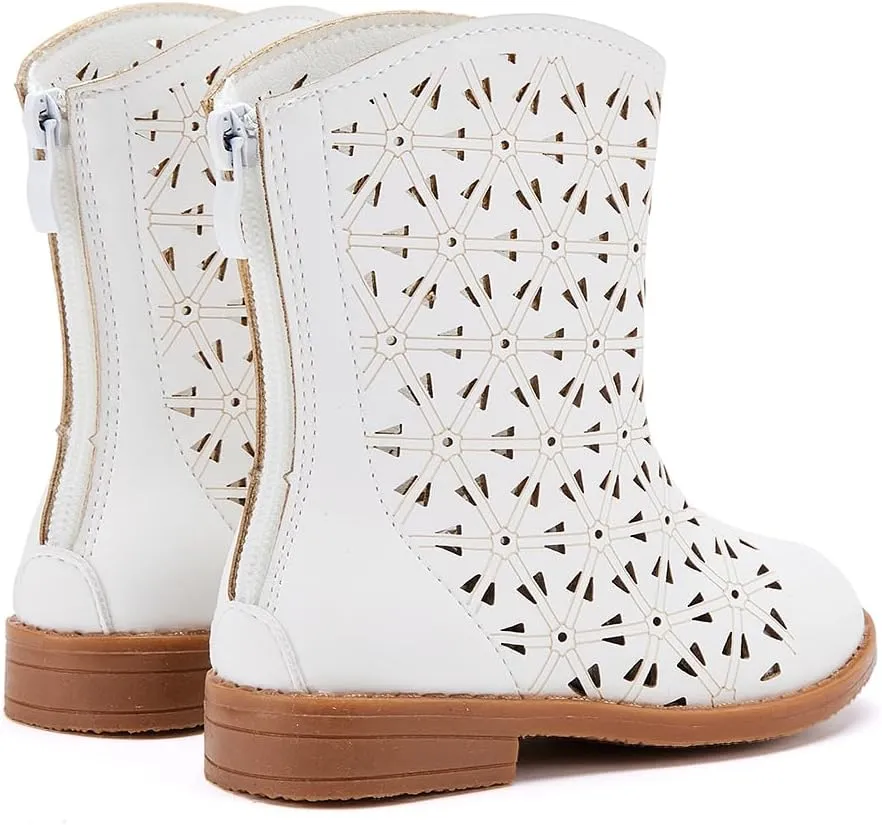 BMCiTYBM Girls Cowgirl Boots Unisex-Child Mid Calf Toddler Cowboy Boots Little Kids Western Boots Round Toe All Seasons Shoes