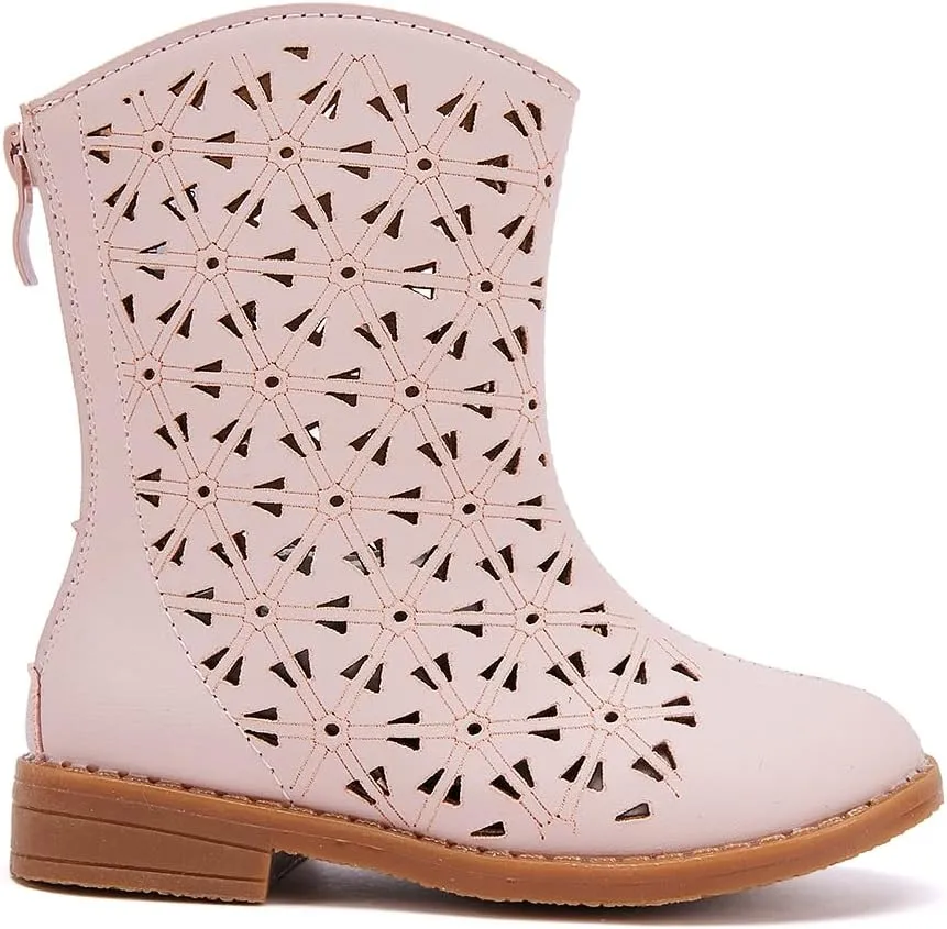 BMCiTYBM Girls Cowgirl Boots Unisex-Child Mid Calf Toddler Cowboy Boots Little Kids Western Boots Round Toe All Seasons Shoes