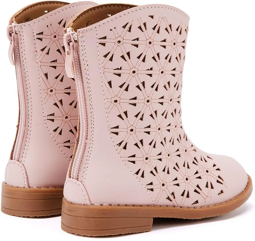 BMCiTYBM Girls Cowgirl Boots Unisex-Child Mid Calf Toddler Cowboy Boots Little Kids Western Boots Round Toe All Seasons Shoes