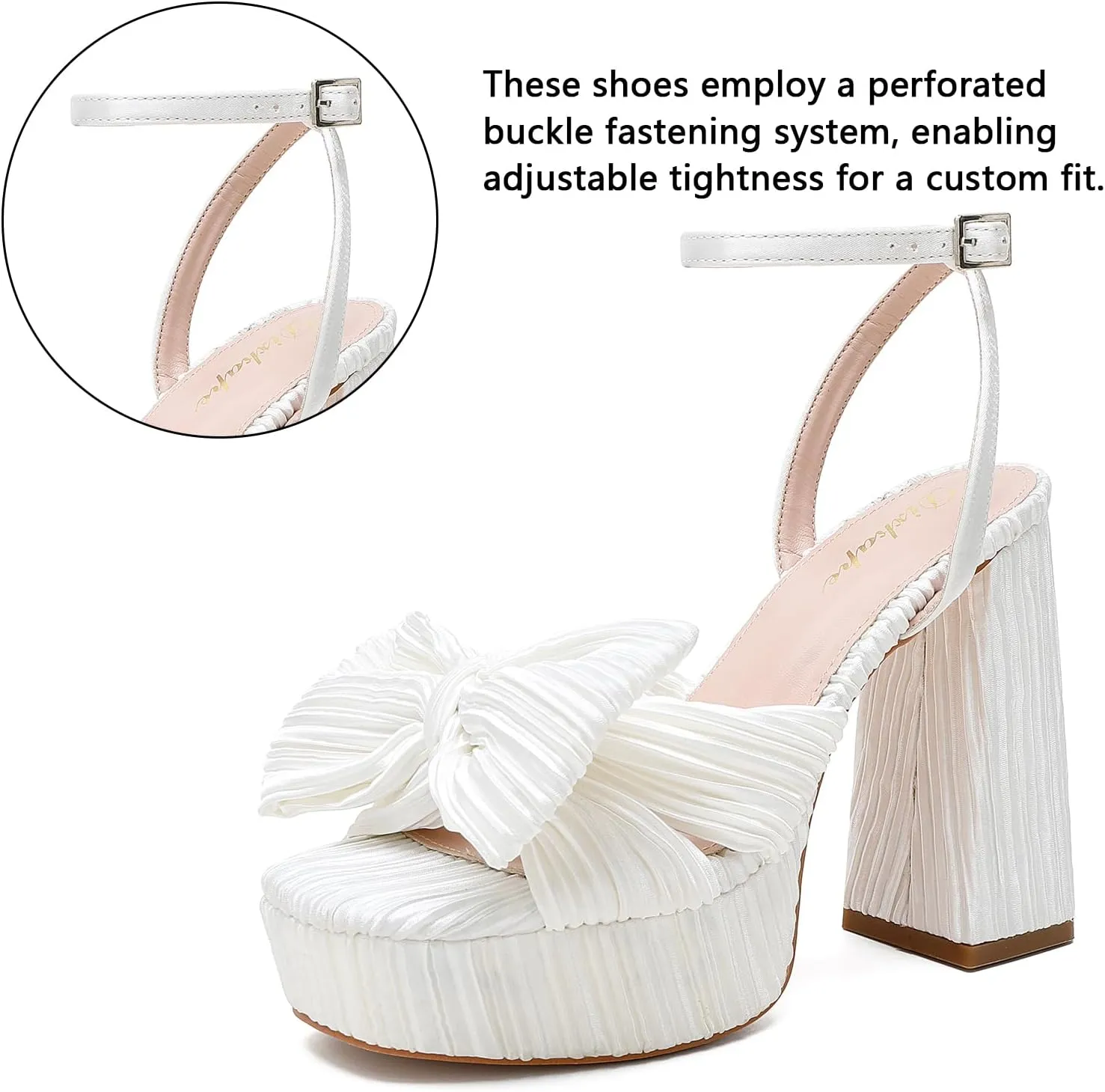 Bow Platform Heels for Women Ankle Strap Heeled Sandals Womens Chunky Block High Heels for Party Prom womens dress shoes