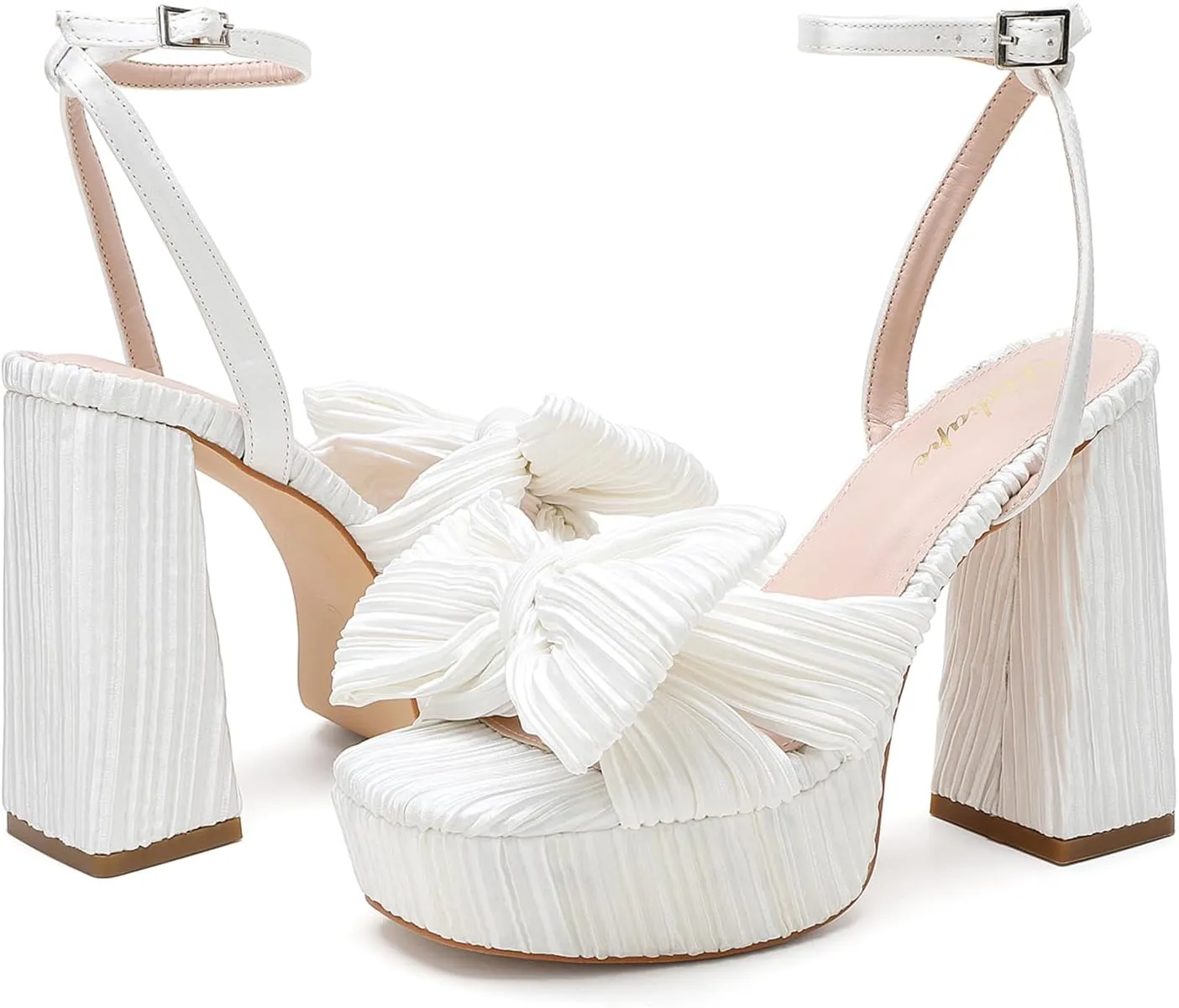 Bow Platform Heels for Women Ankle Strap Heeled Sandals Womens Chunky Block High Heels for Party Prom womens dress shoes