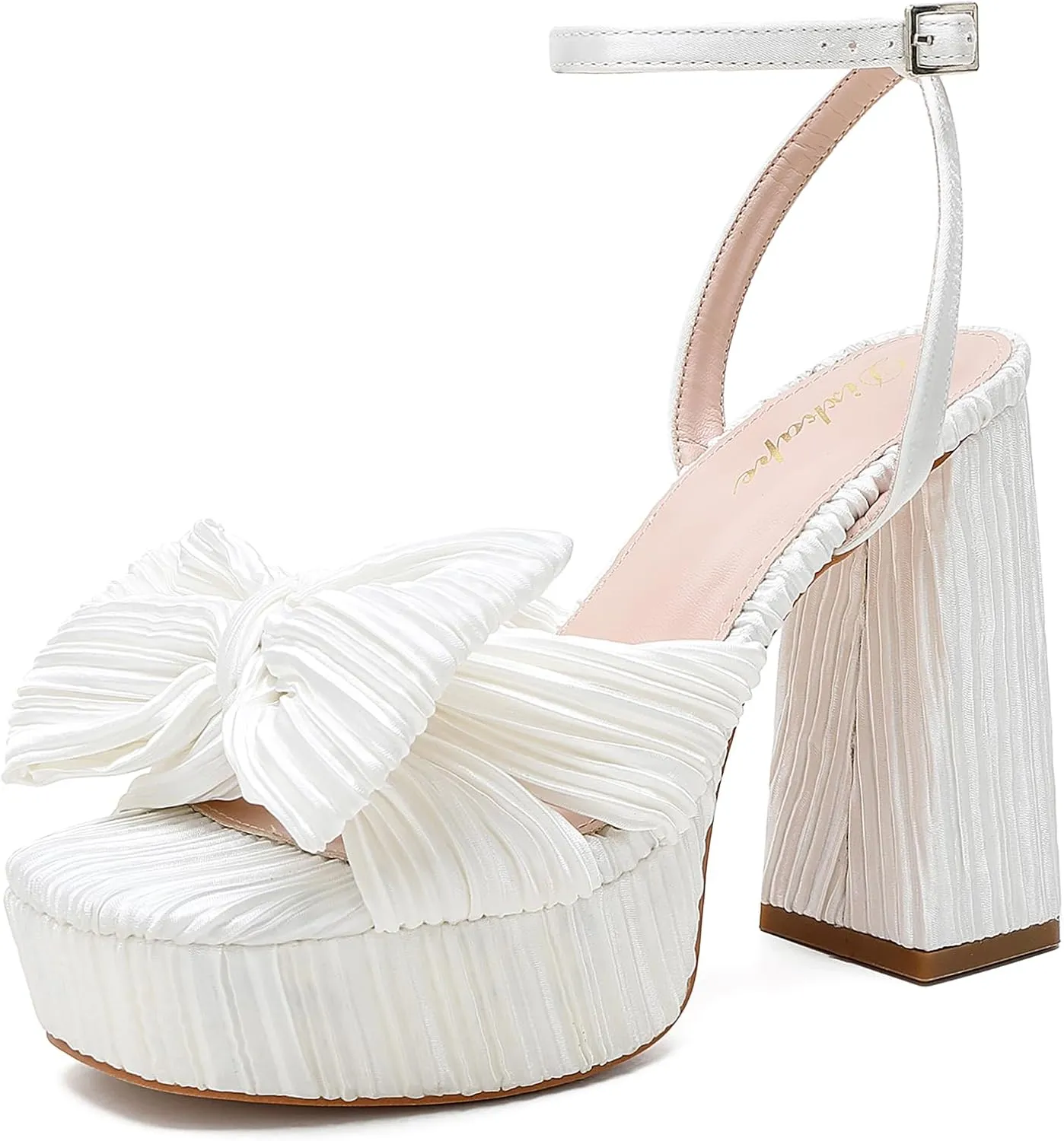 Bow Platform Heels for Women Ankle Strap Heeled Sandals Womens Chunky Block High Heels for Party Prom womens dress shoes