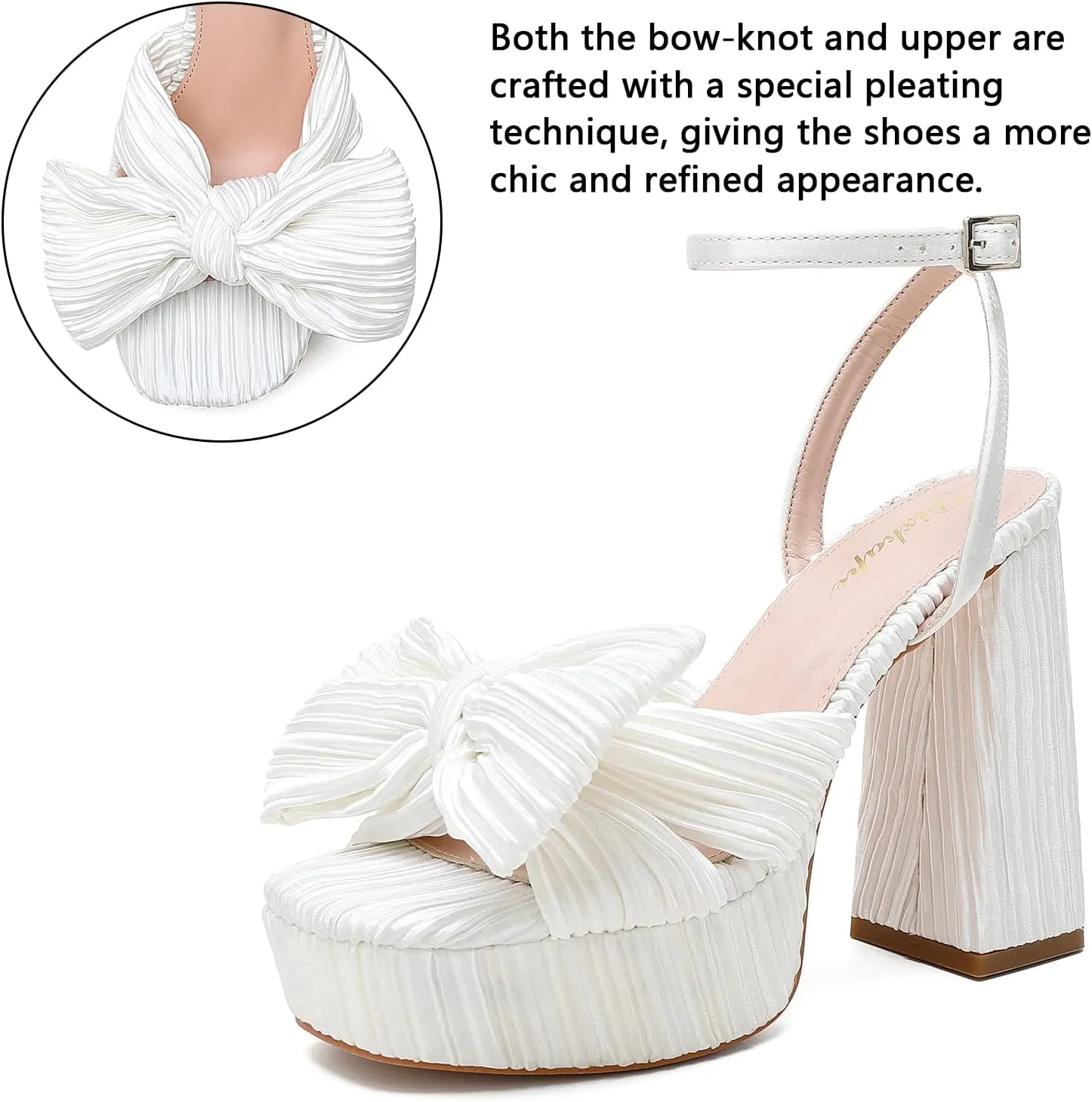 Bow Platform Heels for Women Ankle Strap Heeled Sandals Womens Chunky Block High Heels for Party Prom womens dress shoes