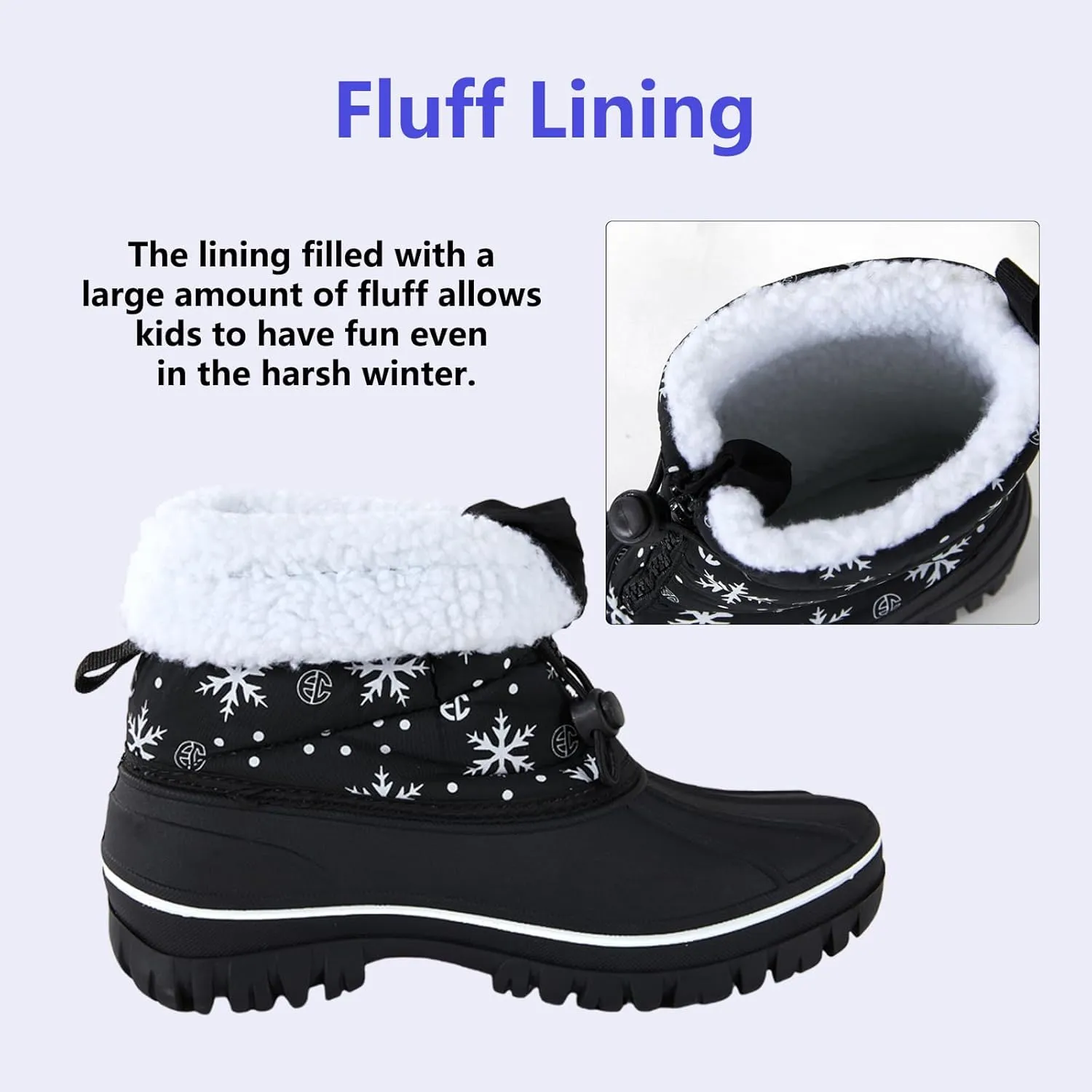 Boys Girls Snow Boots Kids Winter Boots Waterproof Outdoor Winter Shoes For Toddler/Little/Big Kid