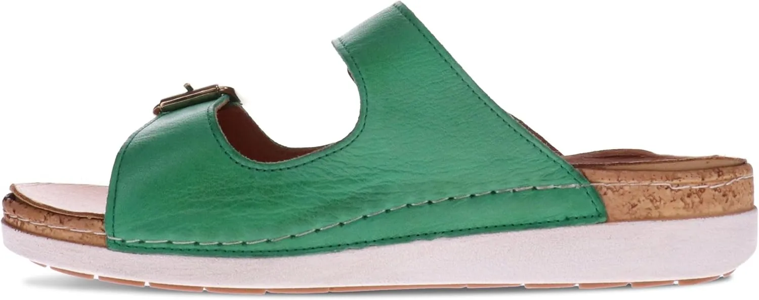 Brighton Women's Orthotic Slip-Ons - Premium Leather - Removable Contoured Footbed - Adjustable Straps with Non-Functional Buckles - Arch Support