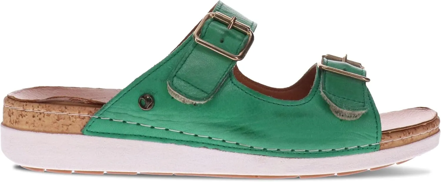 Brighton Women's Orthotic Slip-Ons - Premium Leather - Removable Contoured Footbed - Adjustable Straps with Non-Functional Buckles - Arch Support