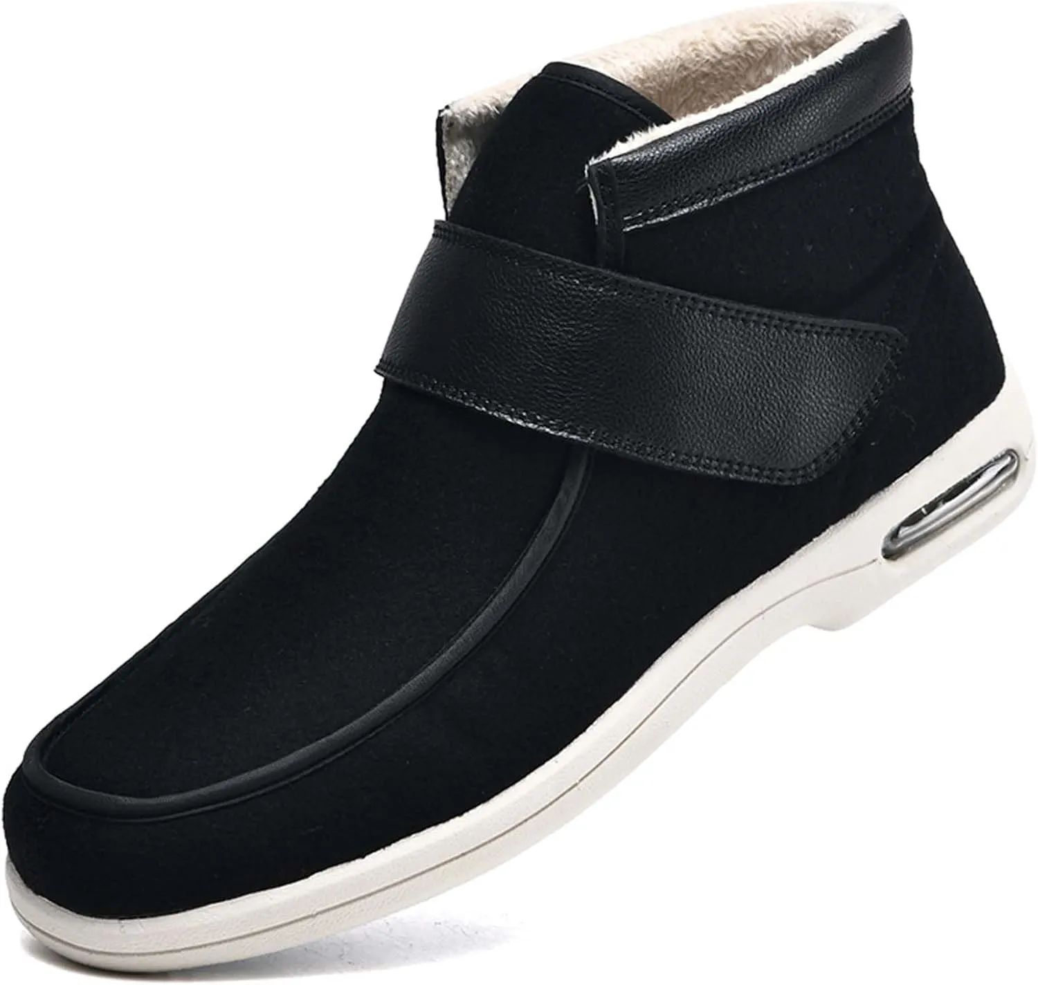 bumuam Men's Diabetic Shoes Wide Width Shoes,Men's Warm Wide Width Diabetic Shoes, Warm High-top Adjustable Closures Slippers for Elderly Arthritis Edema