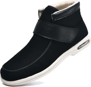 bumuam Men's Diabetic Shoes Wide Width Shoes,Men's Warm Wide Width Diabetic Shoes, Warm High-top Adjustable Closures Slippers for Elderly Arthritis Edema