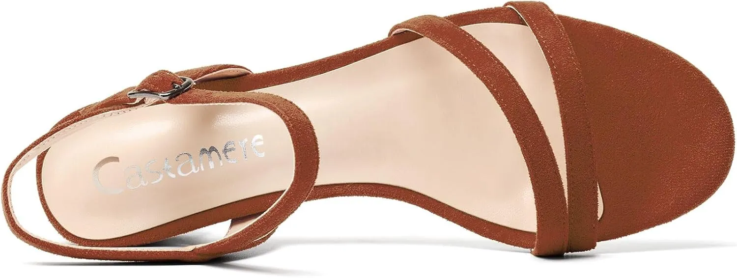 Castamere Womens Low Chunky Block Kitten Heel Open Toe Ankle Strap Slingback Sandals Gladiator Prom Dress 1.2 Inches Heels