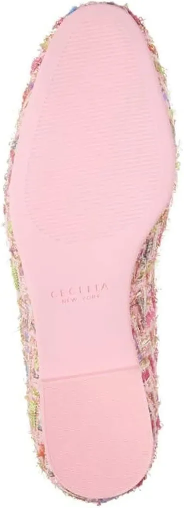 Cecelia New York Reggie Pink Multi Metal Buckle Slip On Rounded Toe Flats Shoes