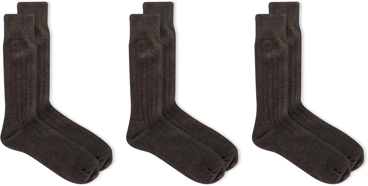 Chaps Men's Soft Touch True Rib Dress Crew Socks-3 Pair Pack-Modal Blend and Embroidered Detail