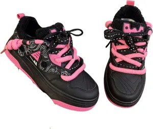 Chic Pastel Aesthetic Platform Shoes - Chunky Sneakers for Women, Available with or Without Faux Fur Trim