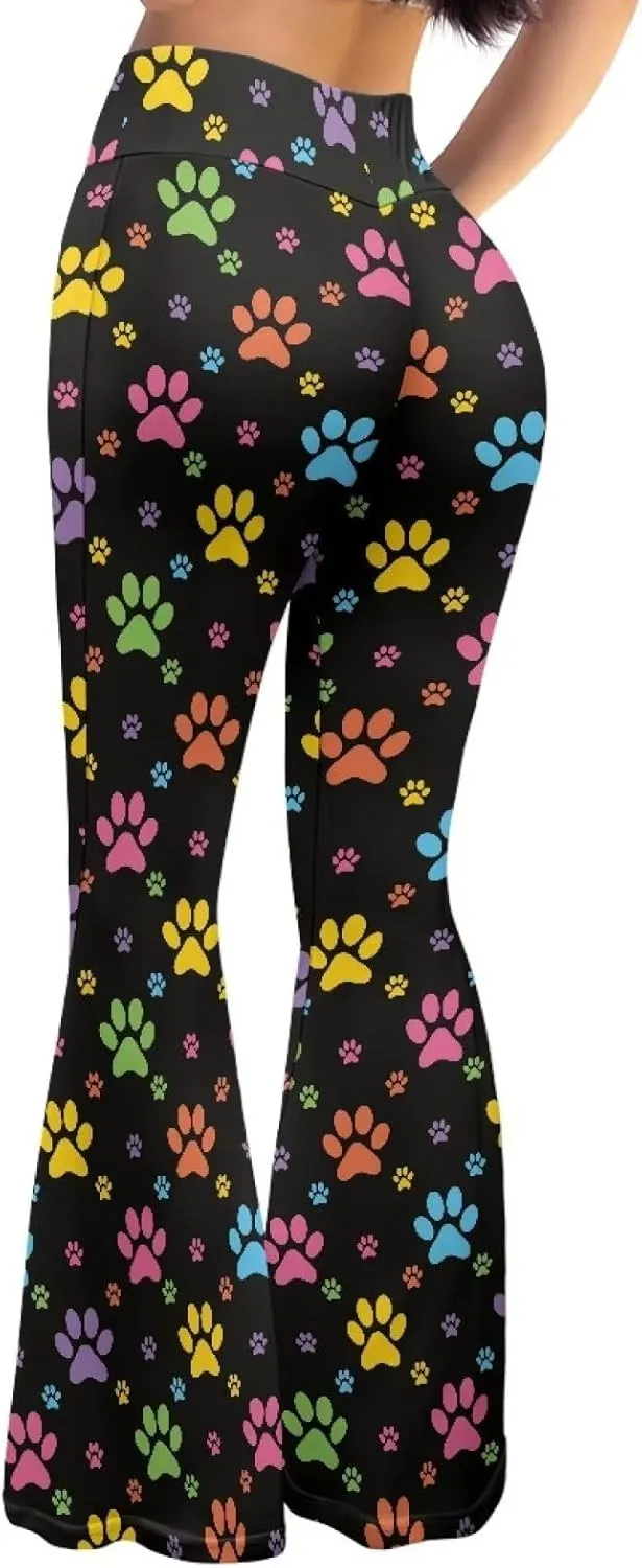 Christmas Flare Yoga Pants for Women High Waist Tummy Control Yoga Leggings Bootcut Workout Pant，S-2Xl