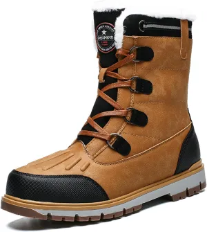 CHUUMEE Mens Winter Snow Boots Water Resistant Warm Fur Lined Anti Slip Work Ankle Shoes Outdoor Lightweight Hiking Trekking Boot