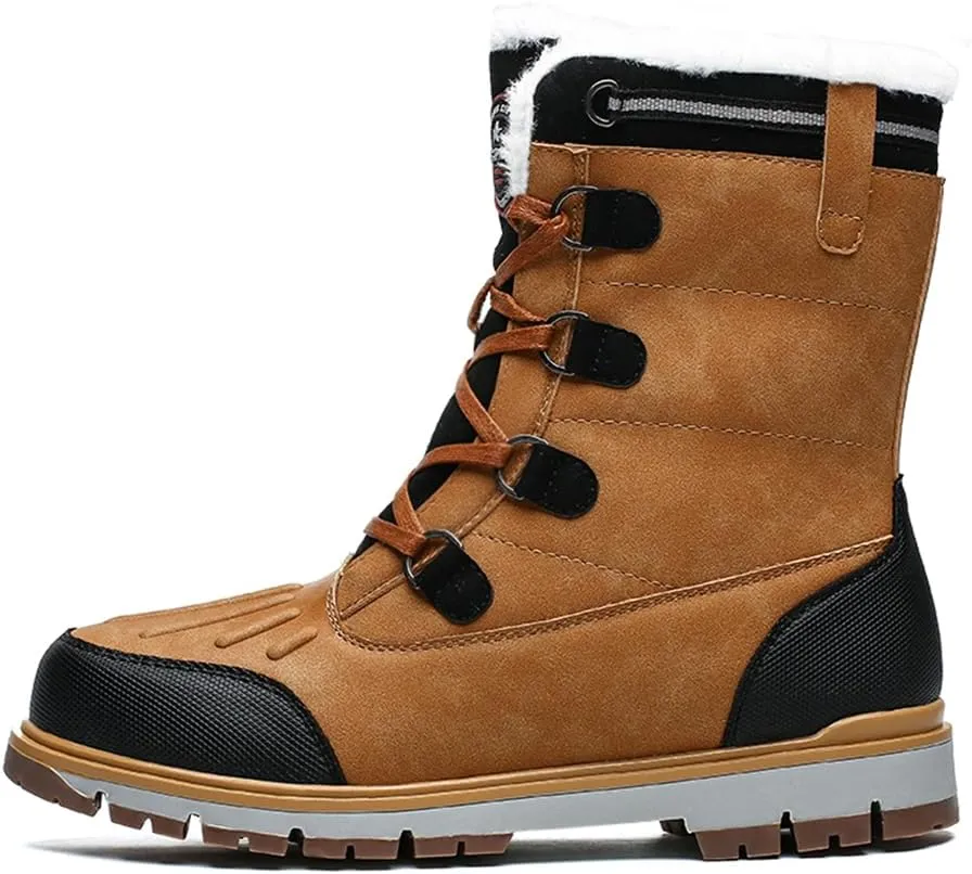 CHUUMEE Mens Winter Snow Boots Water Resistant Warm Fur Lined Anti Slip Work Ankle Shoes Outdoor Lightweight Hiking Trekking Boot