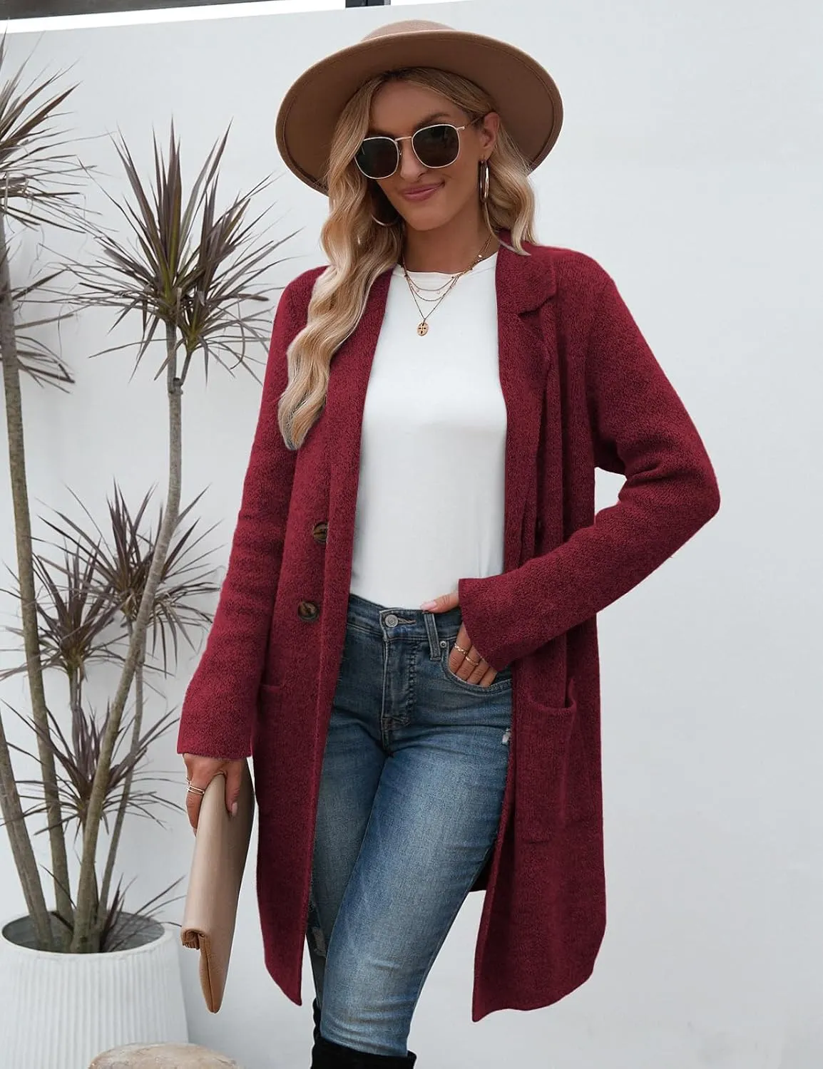 CiCiBird Women Fall Long Cardigan Sweater Trendy Knit Jacket Coat Dressy Blazer Coatigan