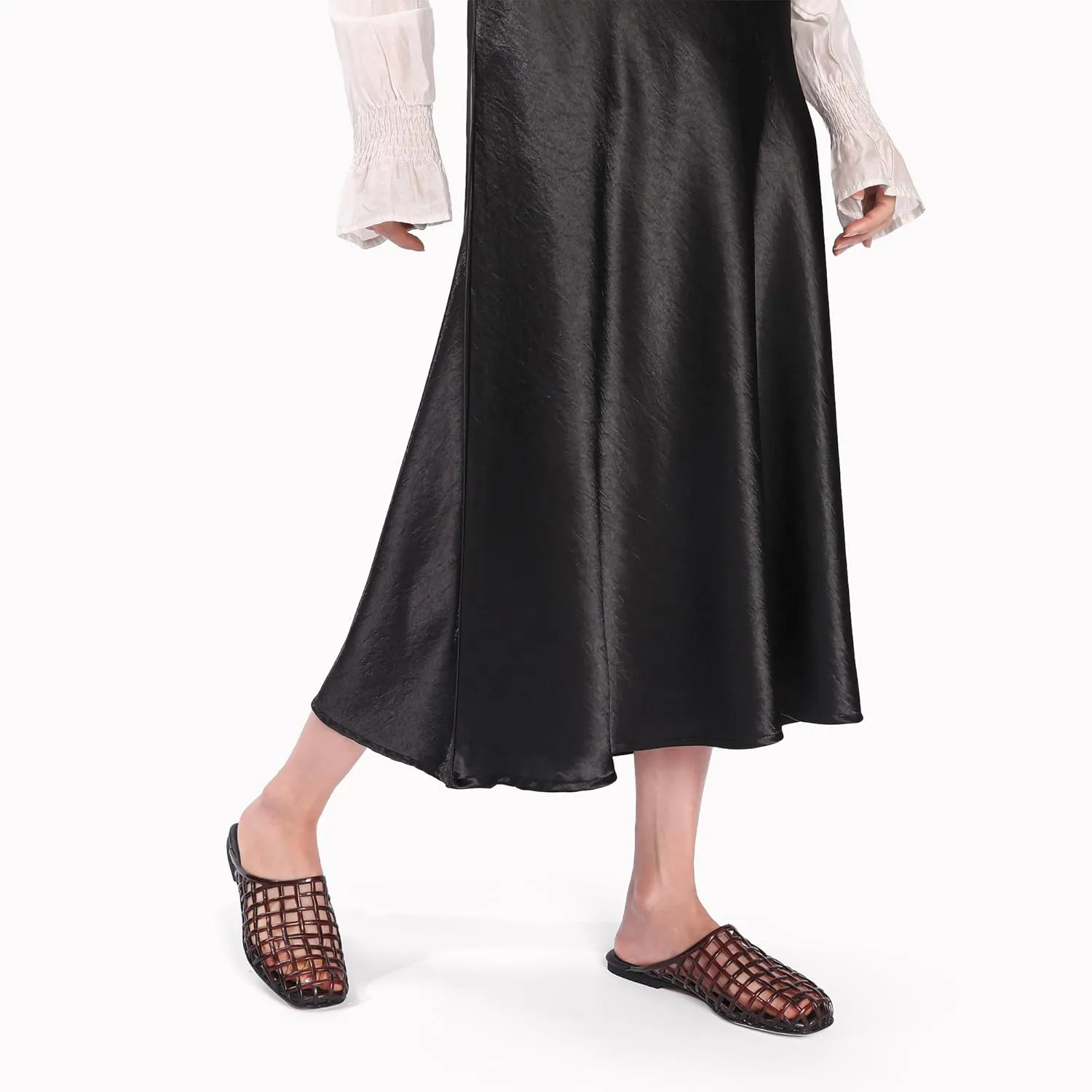 Clear Jelly Shoes for Women Slip on Jelly Mesh Slides Comfortable Closed Toe Flats Sandals Summer Beach Slippers.