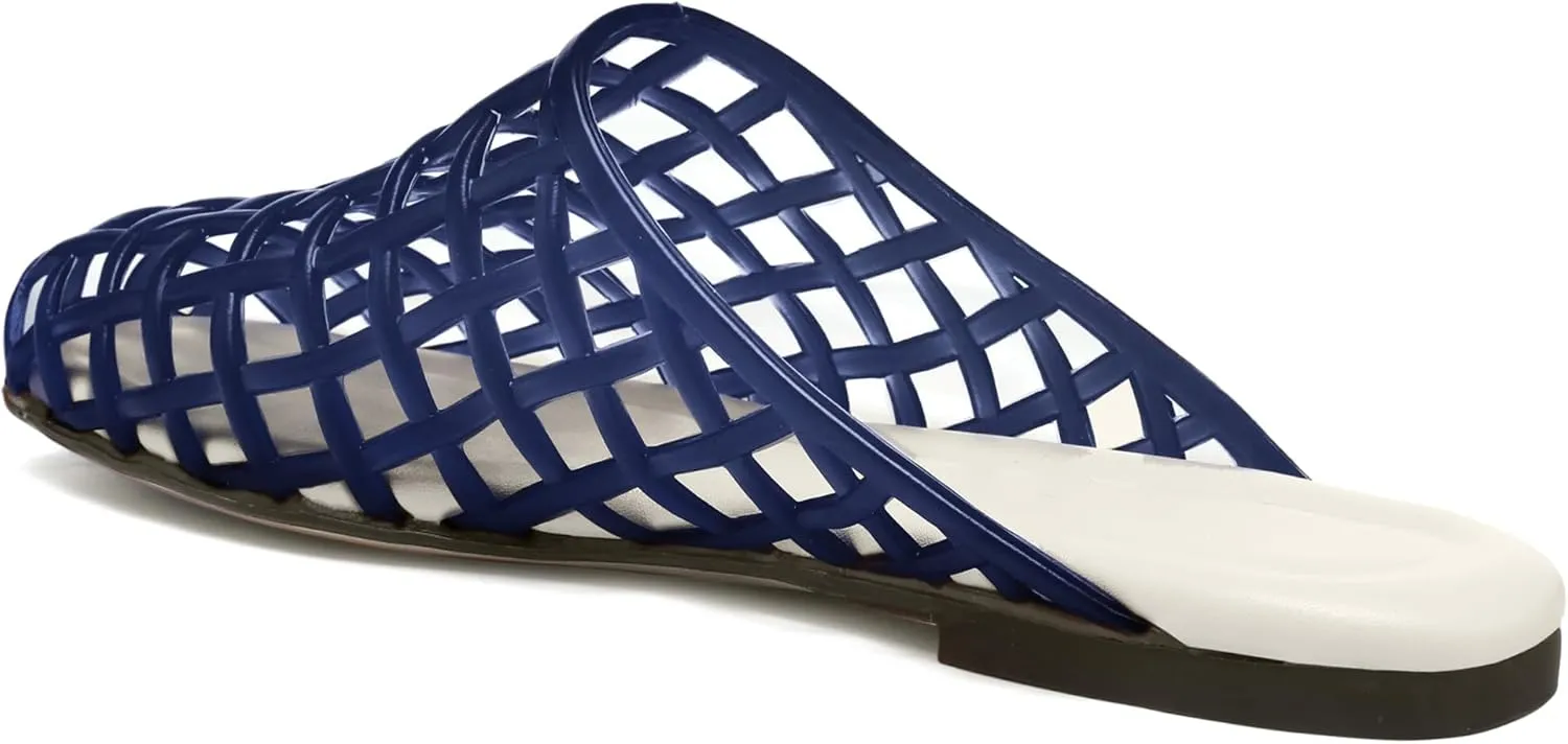 Clear Jelly Shoes for Women Slip on Jelly Mesh Slides Comfortable Closed Toe Flats Sandals Summer Beach Slippers.