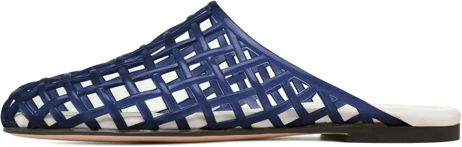 Clear Jelly Shoes for Women Slip on Jelly Mesh Slides Comfortable Closed Toe Flats Sandals Summer Beach Slippers.