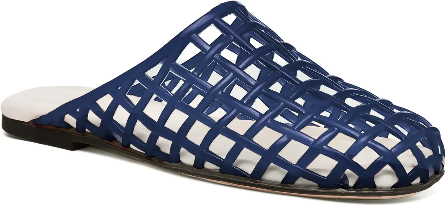 Clear Jelly Shoes for Women Slip on Jelly Mesh Slides Comfortable Closed Toe Flats Sandals Summer Beach Slippers.