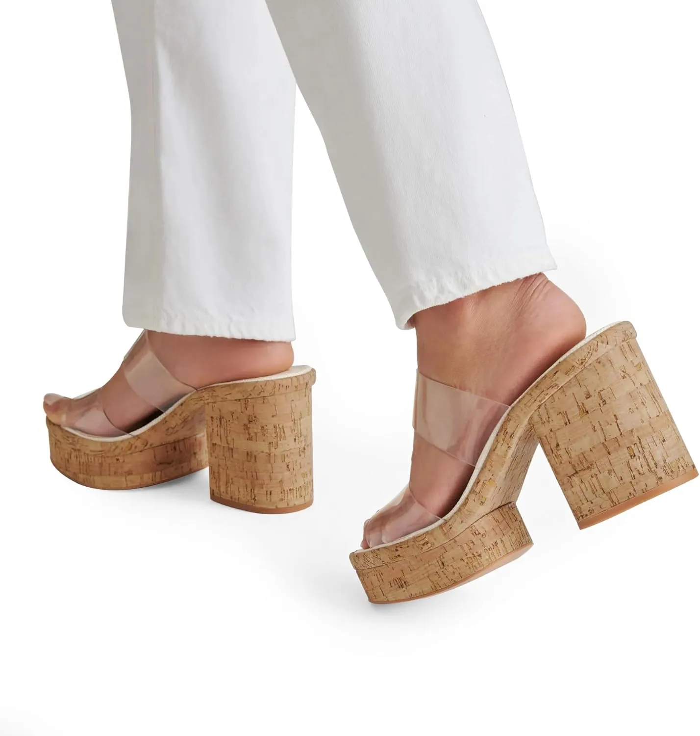 Clear Platform Sandals for Women Slip on Summer WedgeChunky Block High Heeled Slides Transparent Open Toe Beach Shoes