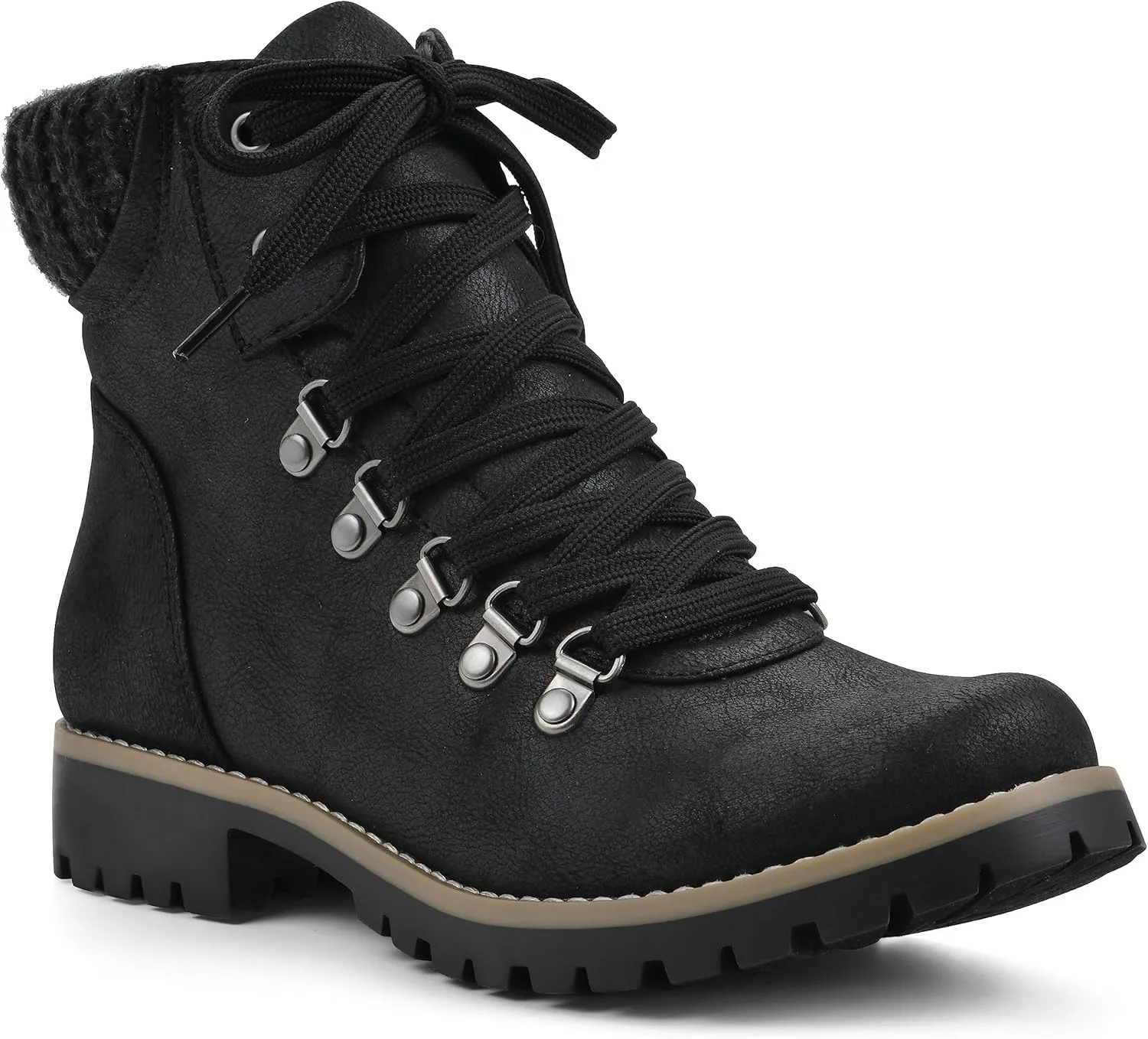 CLIFFS BY WHITE MOUNTAIN Women's Shoes Primed Lugged Lace-Up Ankle Bootie