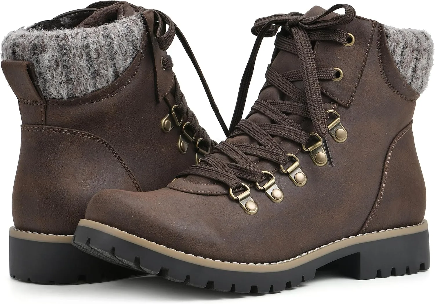 CLIFFS BY WHITE MOUNTAIN Women's Shoes Primed Lugged Lace-Up Ankle Bootie