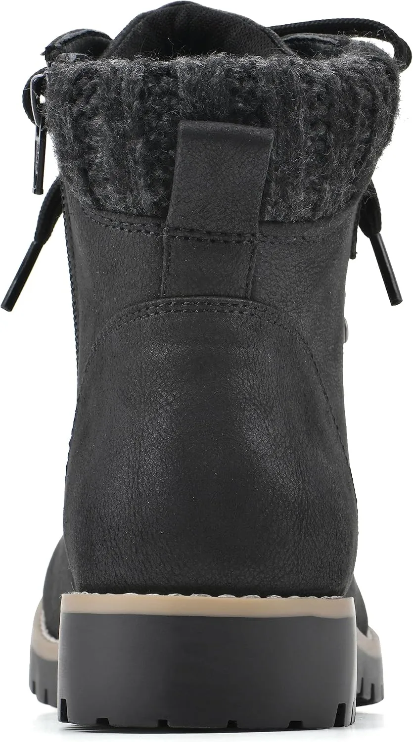 CLIFFS BY WHITE MOUNTAIN Women's Shoes Primed Lugged Lace-Up Ankle Bootie