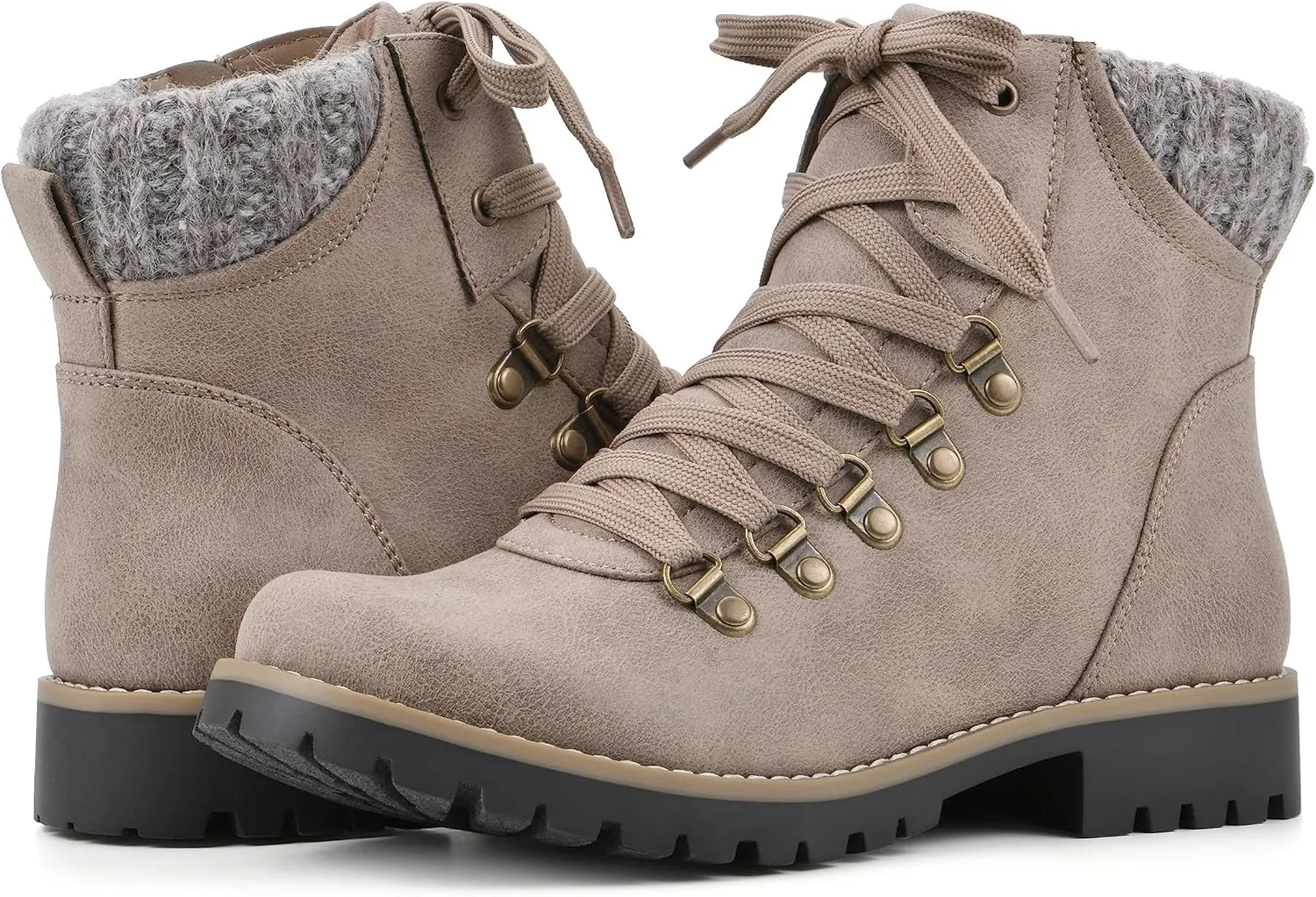 CLIFFS BY WHITE MOUNTAIN Women's Shoes Primed Lugged Lace-Up Ankle Bootie