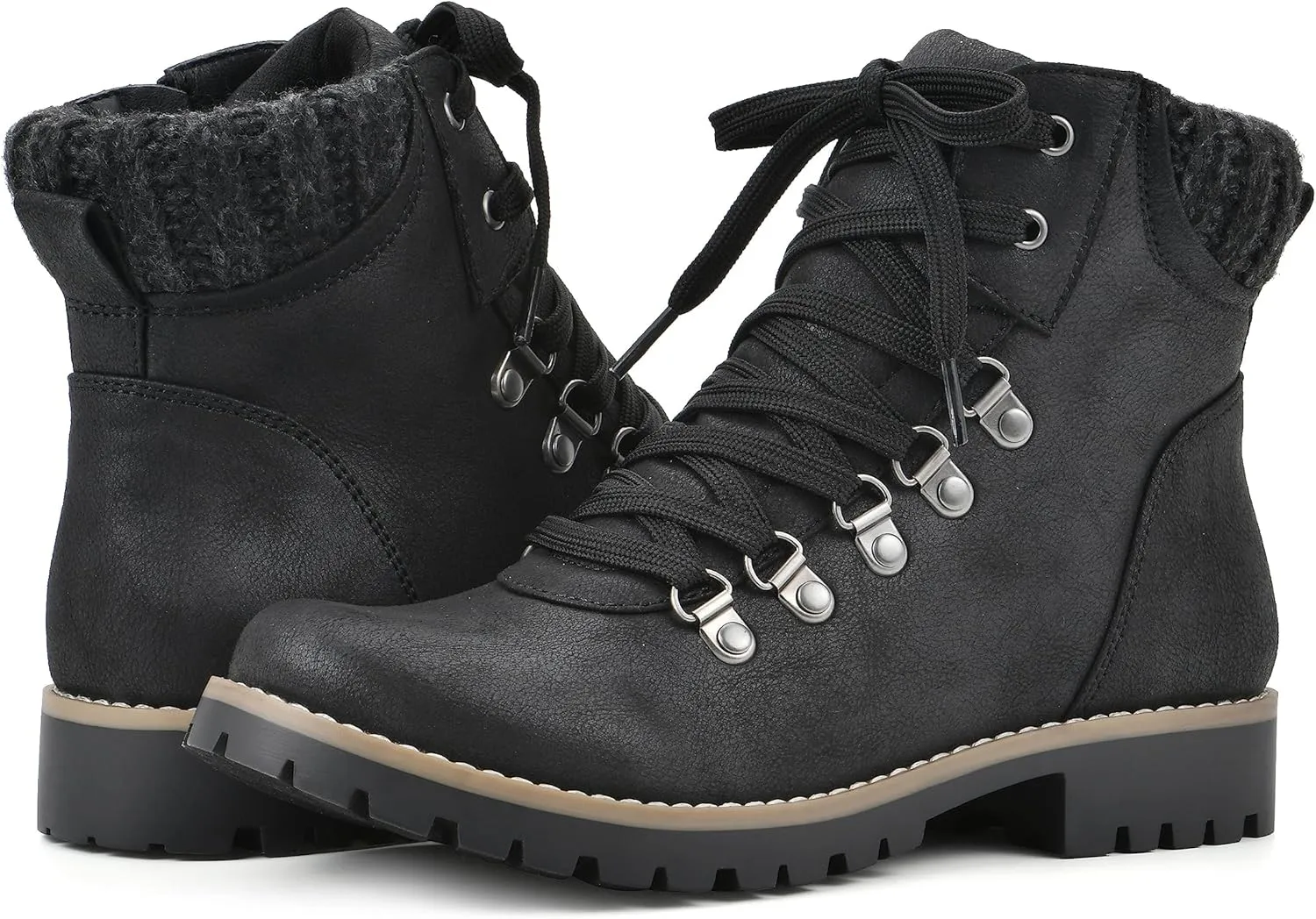 CLIFFS BY WHITE MOUNTAIN Women's Shoes Primed Lugged Lace-Up Ankle Bootie