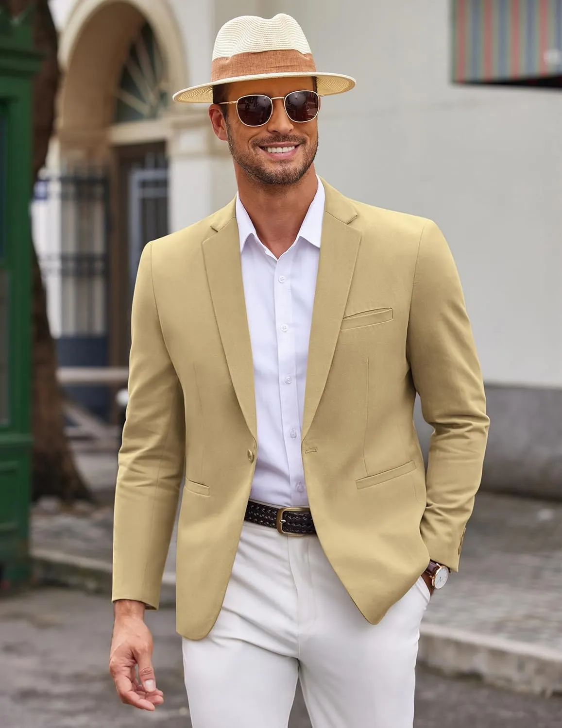 COOFANDY Men's Sports Coat Casual Blazer Slim Fit One Button Cotton Suit Jacket Formal Dress Wear