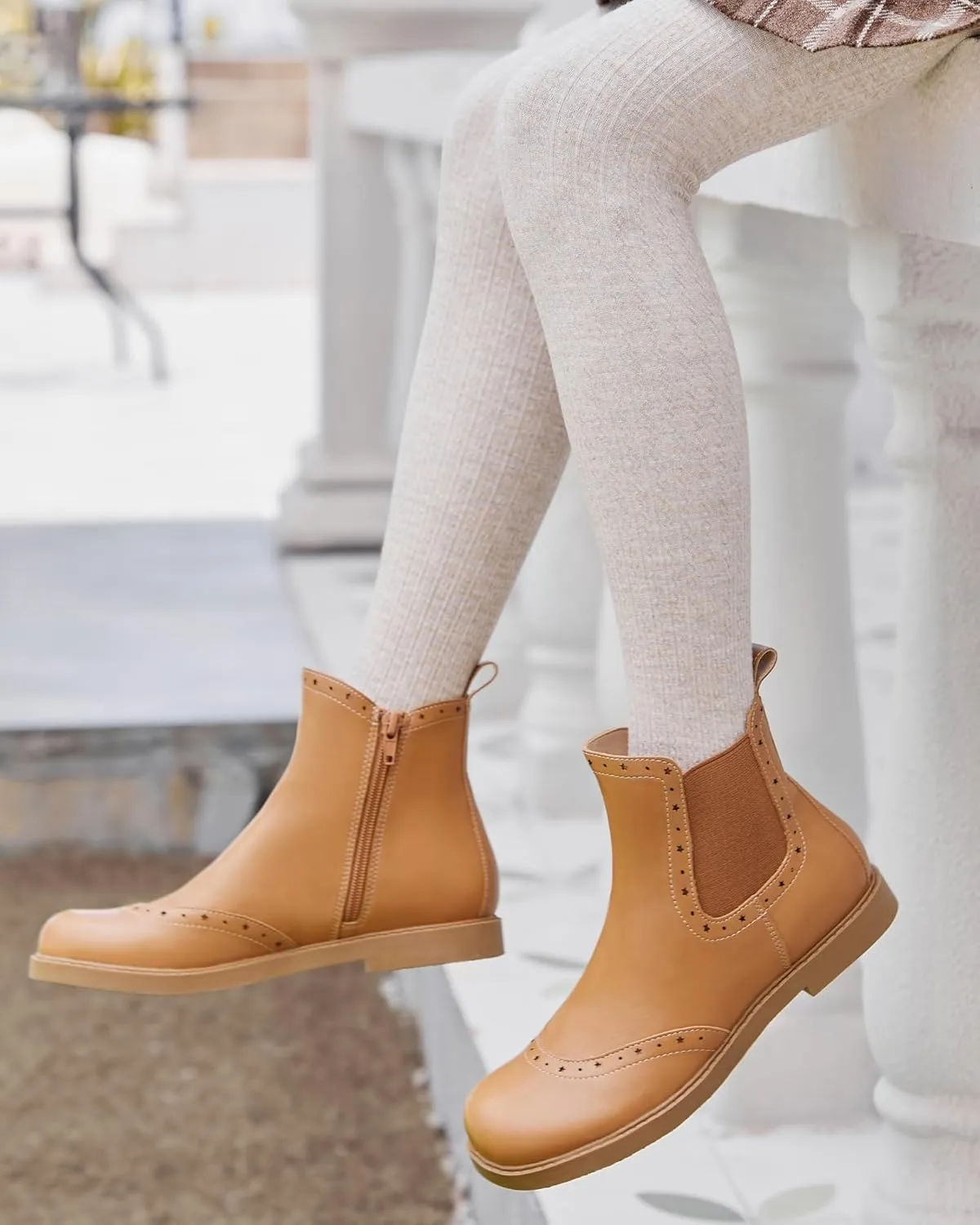Coutgo Girls Chelsea Ankle Boots Side Zipper Comfortable Combat Dress Booties for Toddler/Little Kid/Big Kids